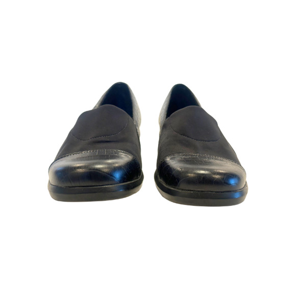 Walking Cradles Loafers Leather/Textile Faux Croc Slip-On Black Women's Size 9M - Picture 4 of 9